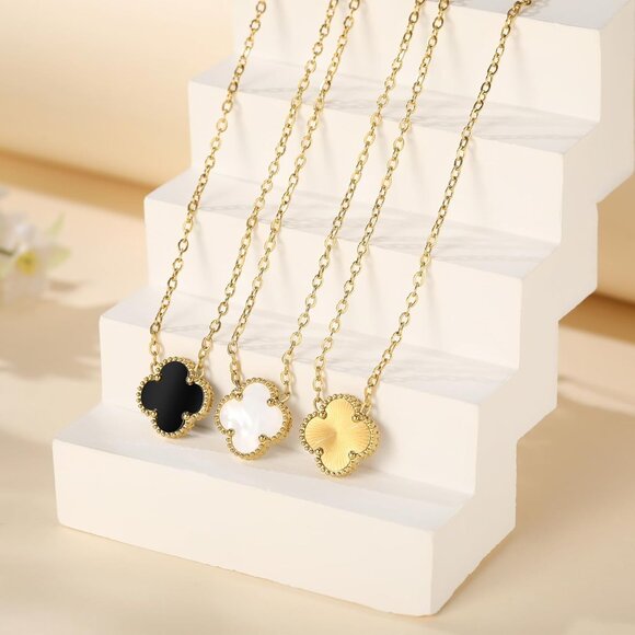 Dainty 18K Gold Plated Lucky Clover Pendant Necklaces Set for Women, Water-Resis - Picture 4 of 8